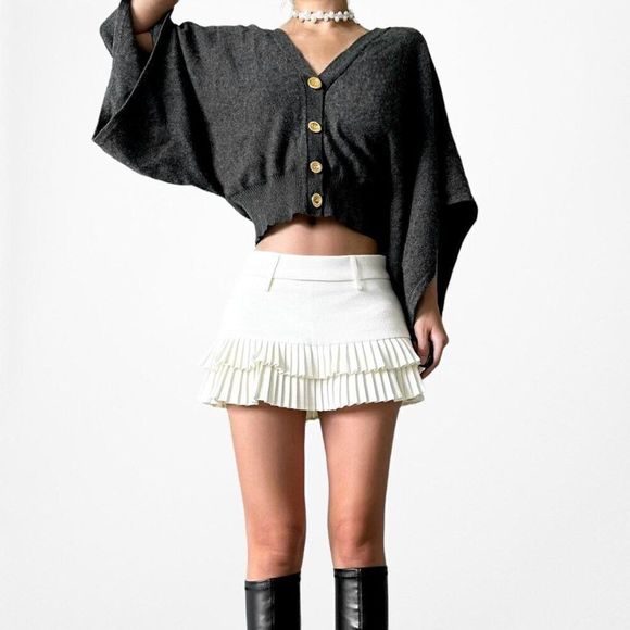 Vintage Y2K Tory Burch Cashmere Gray Button Down Oversized Knit Cardigan Size S - Picture 1 of 9